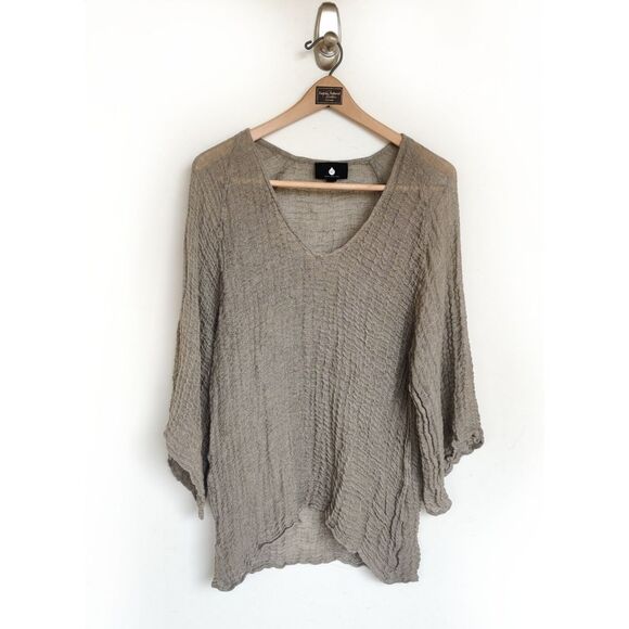 Su Luxury Resort Wear Linen Crinkle Top One Size - Picture 1 of 8